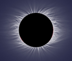 La corona dell'eclisse solare in Cina